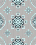 Dusty Blue Mandala Floral Arrangement Rug