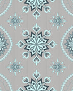 Dusty Blue Mandala Floral Arrangement Rug