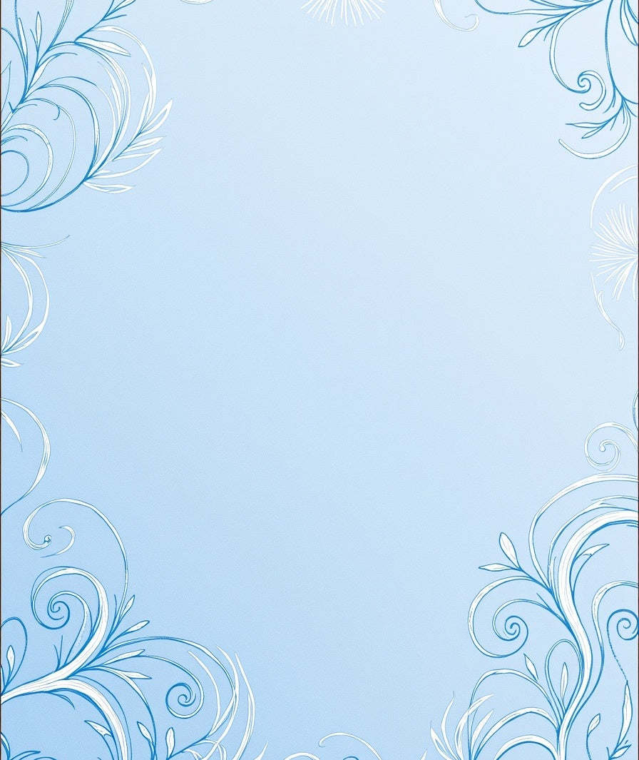 Whimsical Blue Swirl Botanical Corner Rug