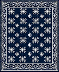 Deep Blue Snowflake Border Rug