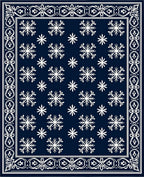 Deep Blue Snowflake Border Rug