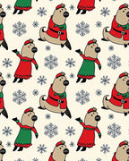 Christmas Seals and Snowflakes Pattern Rug