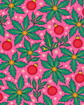Festive Red Ornaments Green Holly Scatter Rug