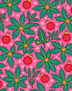 Festive Red Ornaments Green Holly Scatter Rug