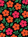 Vibrant Pink Orange Floral Branches Rug
