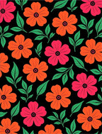 Vibrant Pink Orange Floral Branches Rug