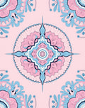Soft Pink Blue Mandala Medallion Rug