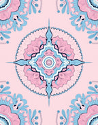 Soft Pink Blue Mandala Medallion Rug