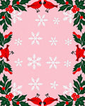 Whimsical Red Cardinals Snowflakes Holly Garland Rug