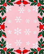 Whimsical Red Cardinals Snowflakes Holly Garland Rug