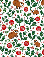 Festive Sloth Christmas Ornament Foliage Rug