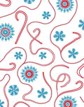 Crimson Candy Cane Snowflake Whimsy Rug