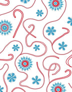 Crimson Candy Cane Snowflake Whimsy Rug