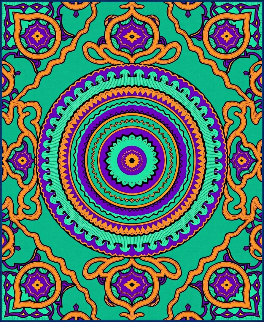 Vibrant Emerald Mandala Statement Art Rug