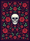 Dark Floral Skull Medallion Rug