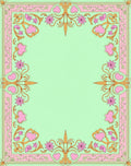 Pastel Pink Golden Floral Scroll Rug
