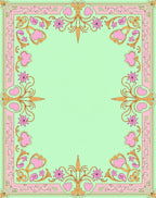 Pastel Pink Golden Floral Scroll Rug