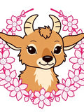 Cute Antelope Pink Blossom Wreath Rug