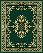 Emerald Golden Interlocking Knot Border Rug