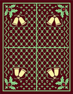 Burgundy Festive Bells Holly Rug
