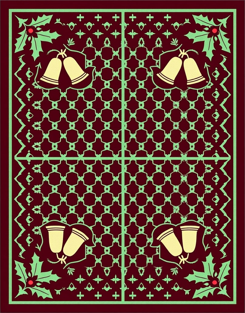 Burgundy Festive Bells Holly Rug