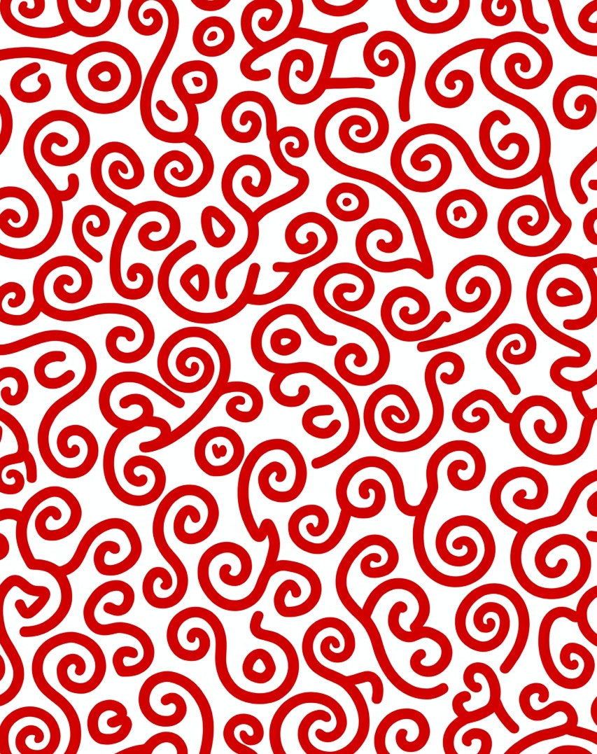 Bold Red Swirl Abstract Textile Rug