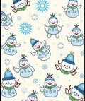 Charming Snowman Winter Snowflakes Rug