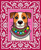 Whimsical Dog Festive Ornaments Border Rug