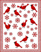 Red Cardinal Snowflake Winter Scene Rug