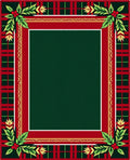 Rustic Red Green Plaid Holly Border Rug