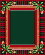 Rustic Red Green Plaid Holly Border Rug