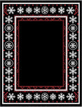 Bold Black Snowflake Geometric Border Rug