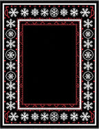 Bold Black Snowflake Geometric Border Rug