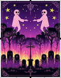 Spooky Pink Ghost Starry Night Cemetery Rug