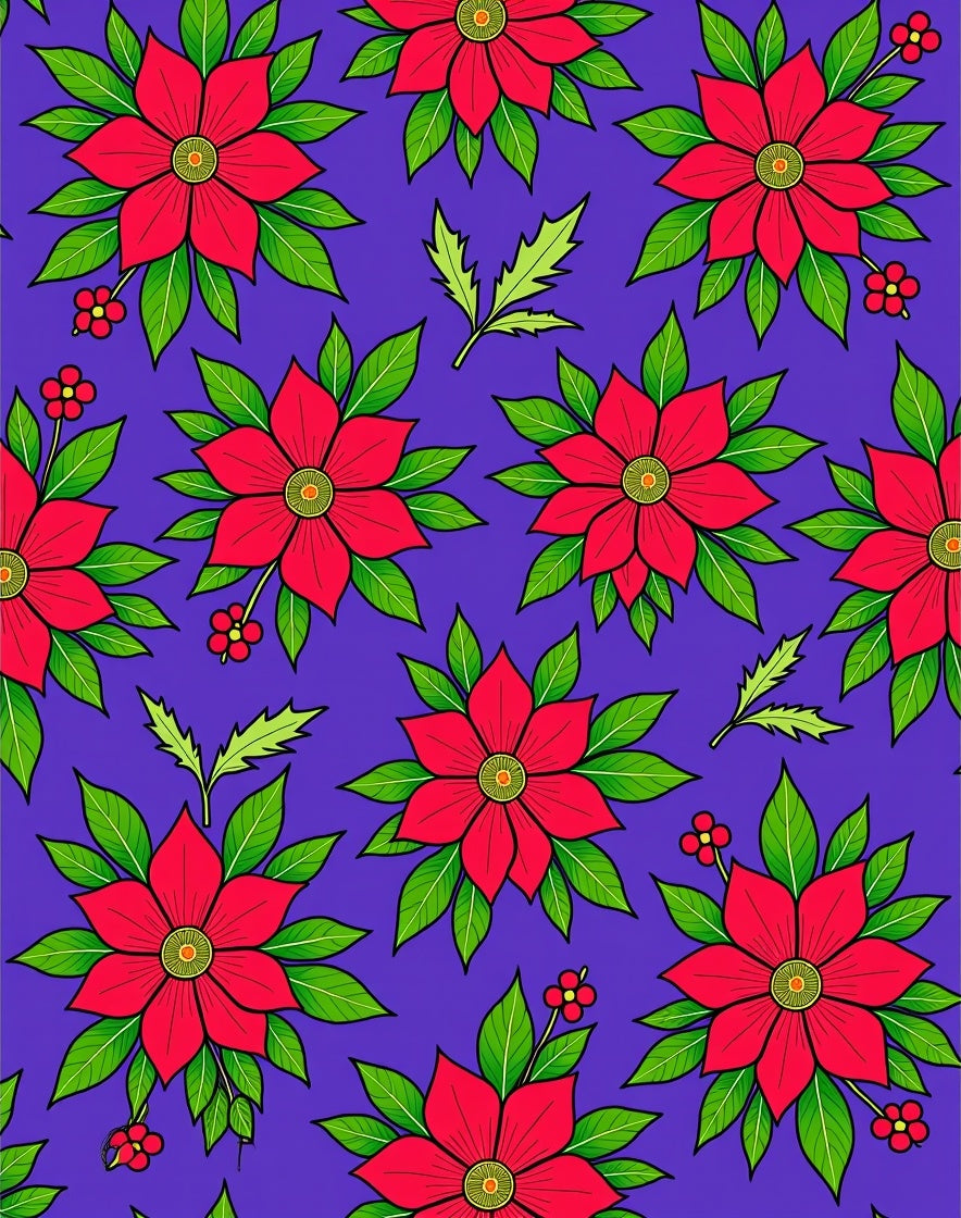 Bold Red Floral Bloom Garden Rug