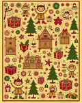 Festive Elf Holiday Tree Gift Collage Rug