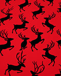 Bold Red Jumping Deer Silhouette Rug