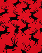 Bold Red Jumping Deer Silhouette Rug