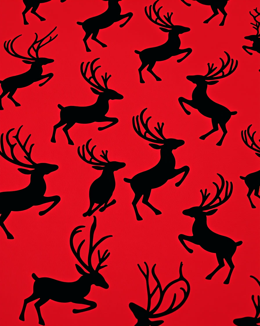 Bold Red Jumping Deer Silhouette Rug