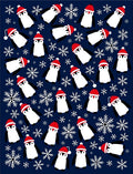 Festive Penguin Snowflakes Blue Rug