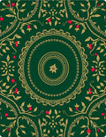 Emerald Green Golden Floral Medallion Rug