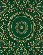 Emerald Green Golden Floral Medallion Rug