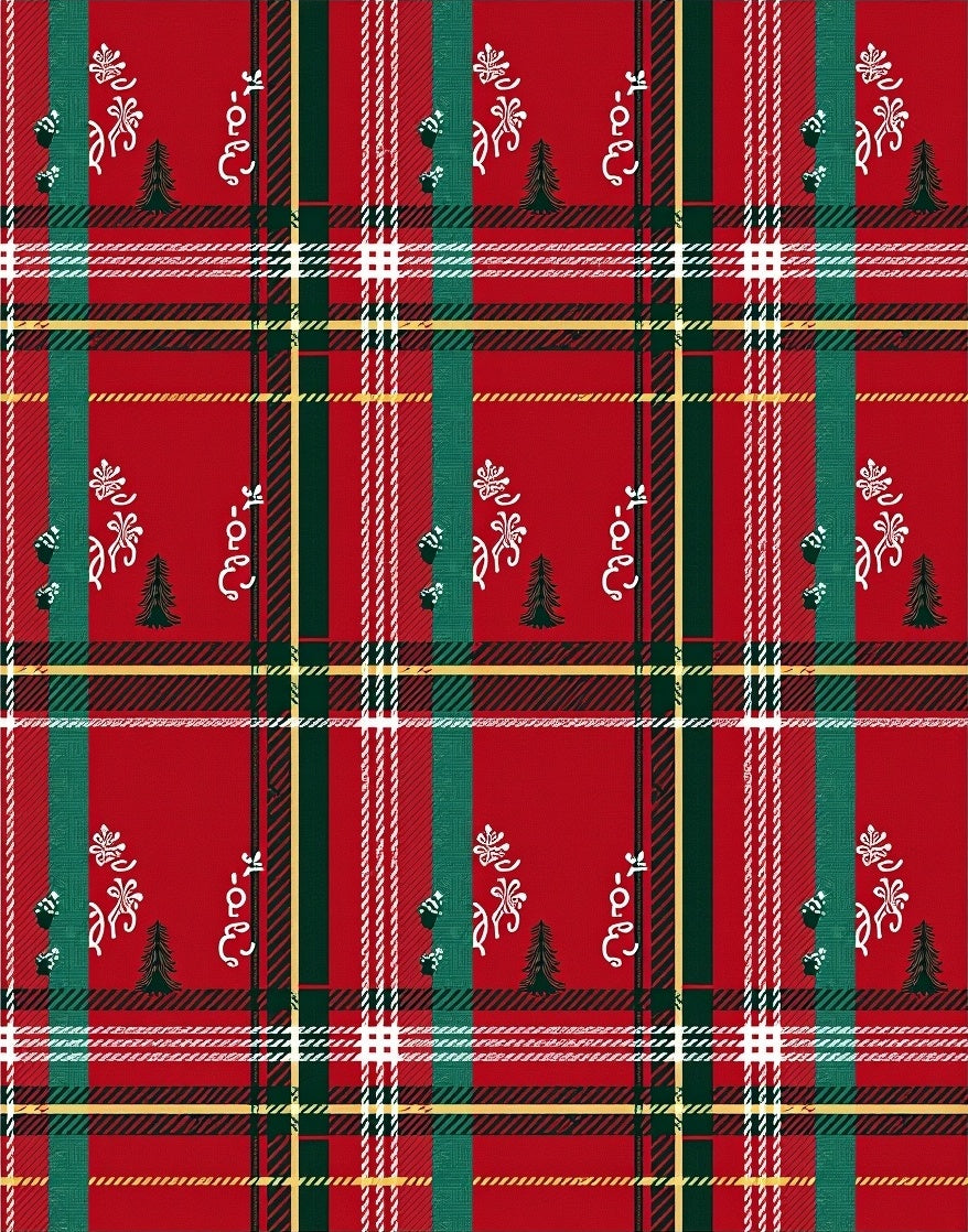 Classic Red Green Plaid Holiday Trees Rug