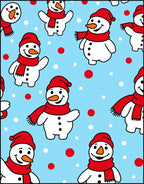 Whimsical Snowman Red Scarf Snowflakes Rug