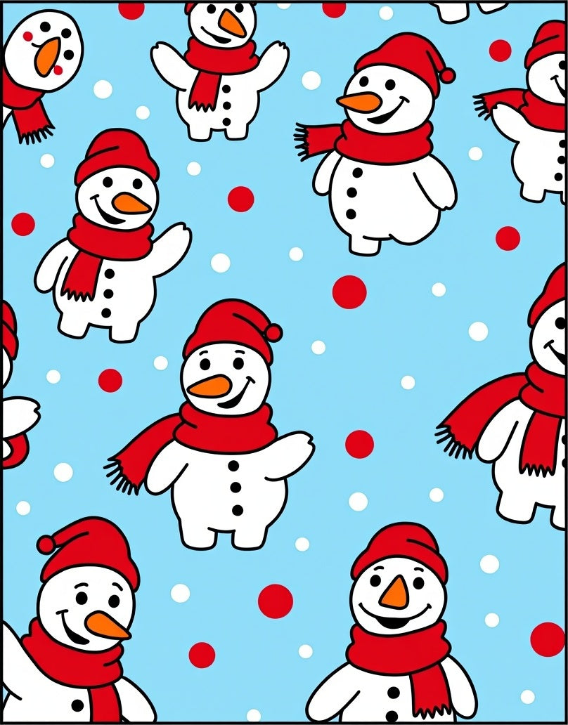 Whimsical Snowman Red Scarf Snowflakes Rug
