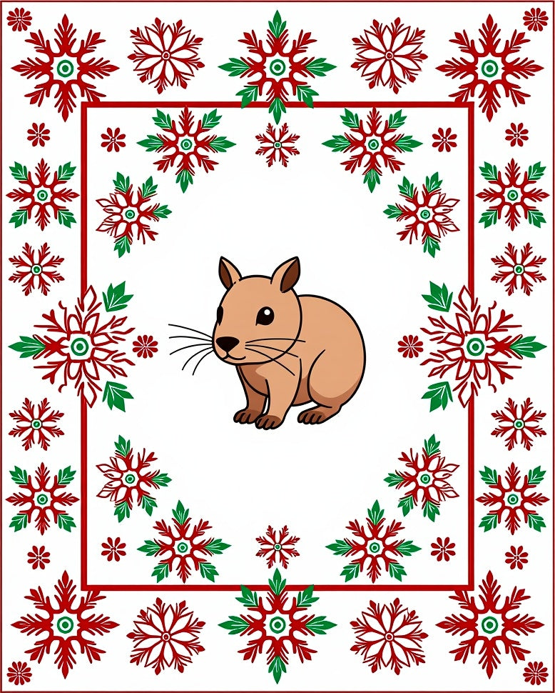 Cute Critter Snowflakes Border Rug