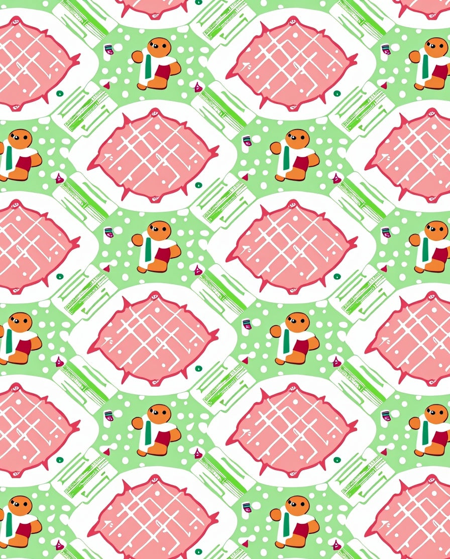 Pink Green Gingerbread Man Diamond Rug