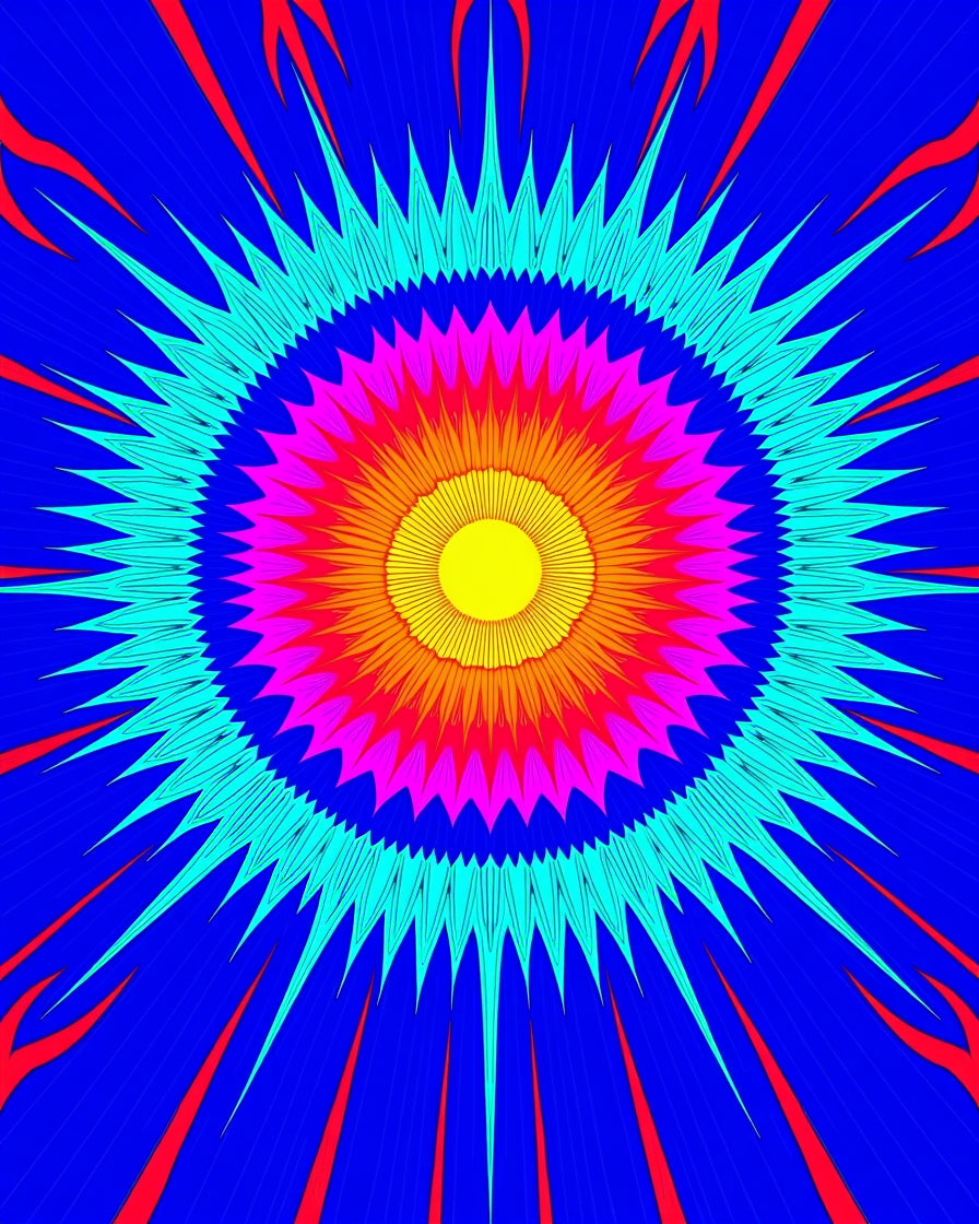 Radiant Sunburst Bloom Blue Rug