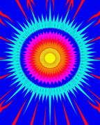 Radiant Sunburst Bloom Blue Rug