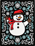 Happy Snowman Winter Snowflake Border Rug